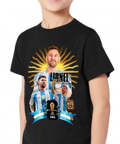 Remeras Algodon Peinado Estampado   Mundial Argentina Niño Talles 4 al 16 - Miniatura 2