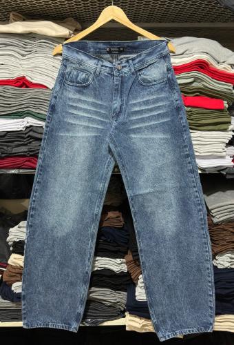 Pantalón Baggy Liso Azul Nevado Localizado + Bigote Hilo Azul