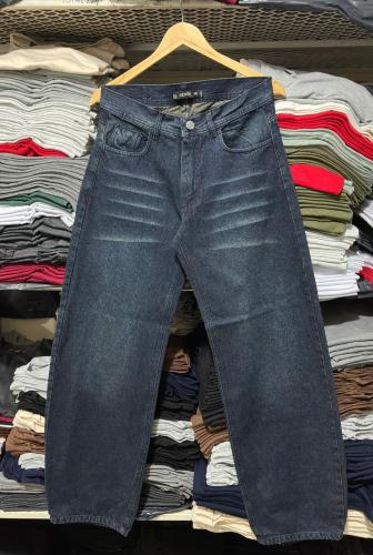 Pantalón Baggy Liso Azul Óxido Localizado + Bigote