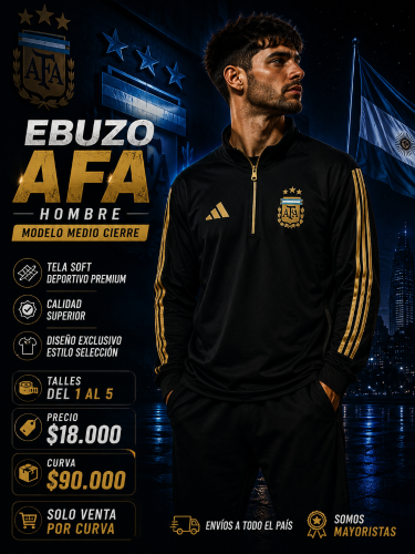  Buzo Afa Hombre    Modelo Medio Cierre    Tela Soft Deportivo Premium
