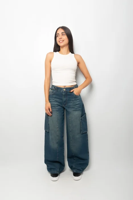 Baggy Cargo Rígido Oxido Verdoso