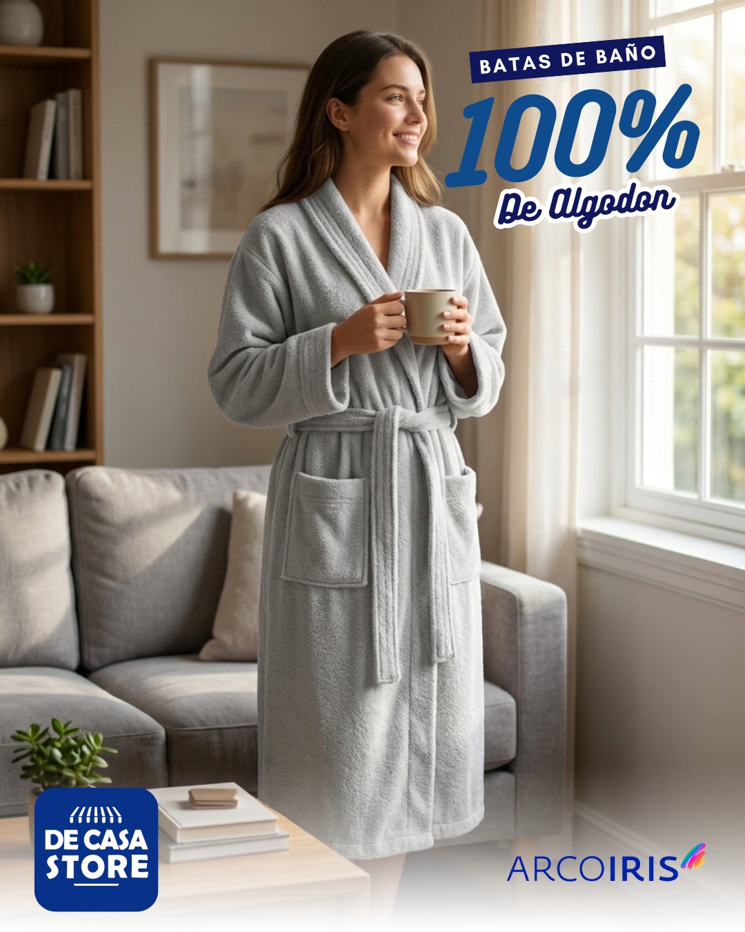 Bata de Baño  Arcoiris 100% Algodon | Gris | 400 Gr. Premium - 2.jpeg