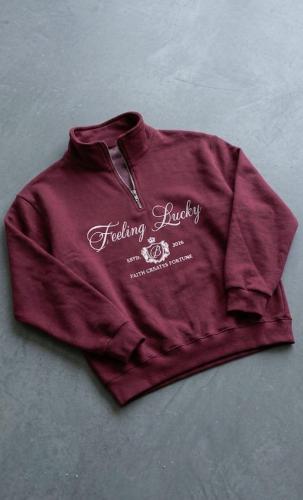 Buzo Bordado Medio Cierre Cuello Alto Algodon Friza Peinado Feeling Lucky