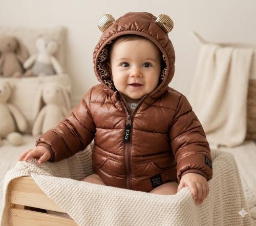 Campera Infantil Bebe Orejas Abrigada Lty Colores Lisos - Miniatura 2