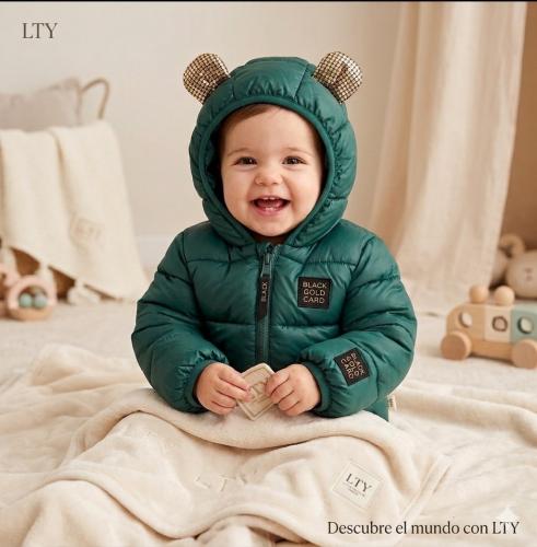 Campera Infantil Bebe Orejas Abrigada Lty Colores Lisos - Miniatura 5