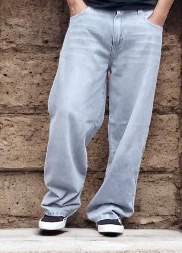 Baggy  Recto Gris Focalizado con Bigotes