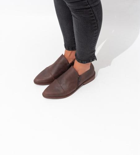 Zapato Abotinado Doble Cierre Cuero Vacuno Taco bajo Choco Negro - Miniatura 3