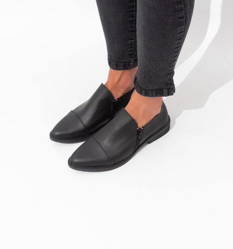 Zapato Abotinado Doble Cierre Cuero Vacuno Taco bajo Choco Negro - Miniatura 5