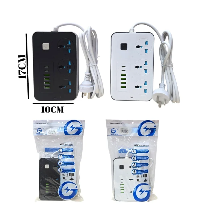 Zapatilla Alargue 3 Enchufe 4 Puerto Usb-2 Tipoc (av3033)