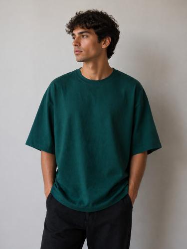 Remeras Oversize Lisa Verde Botella