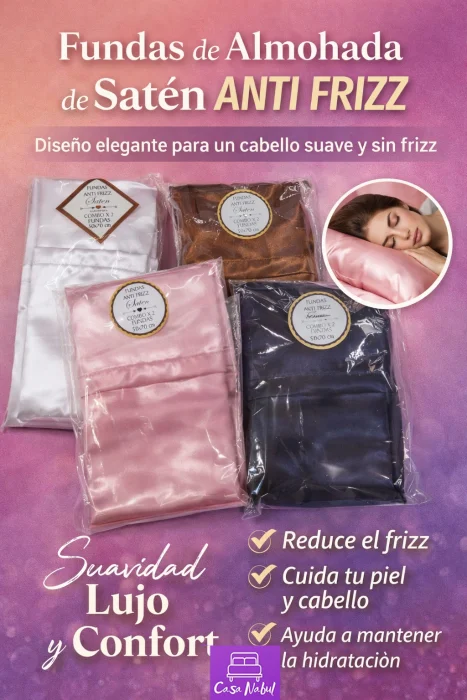 Funda Almohada Saten Anti Frizz Pack X2