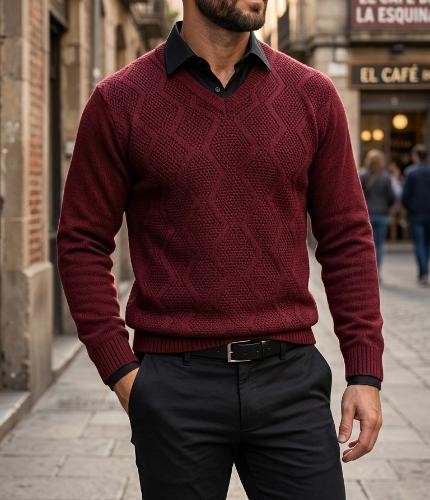 Sweter de Lana en V - Miniatura 3