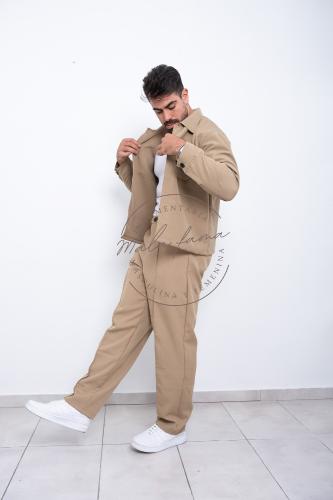 Pantalón +camisaco Sastrero de Invierno Camel