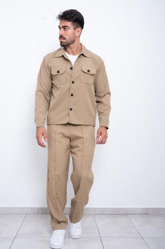 Pantalón +camisaco Sastrero de Invierno Camel - Miniatura 2