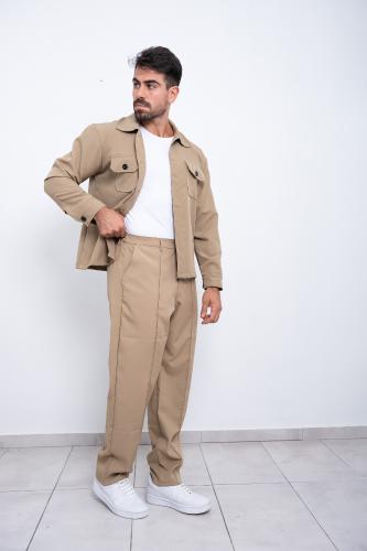 Pantalón +camisaco Sastrero de Invierno Camel - Miniatura 3