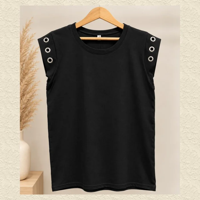 Musculosa Manga Japonesa con Strass