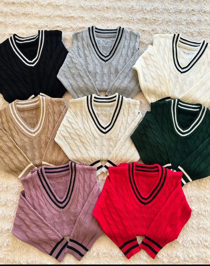 Swete con Trenza de Lan Acrílico - Imagen 5