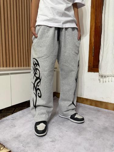 Joggin Baggy Friza Intermedia  Estampa Tribal Muy Buena Calidad   Color Gris Melange