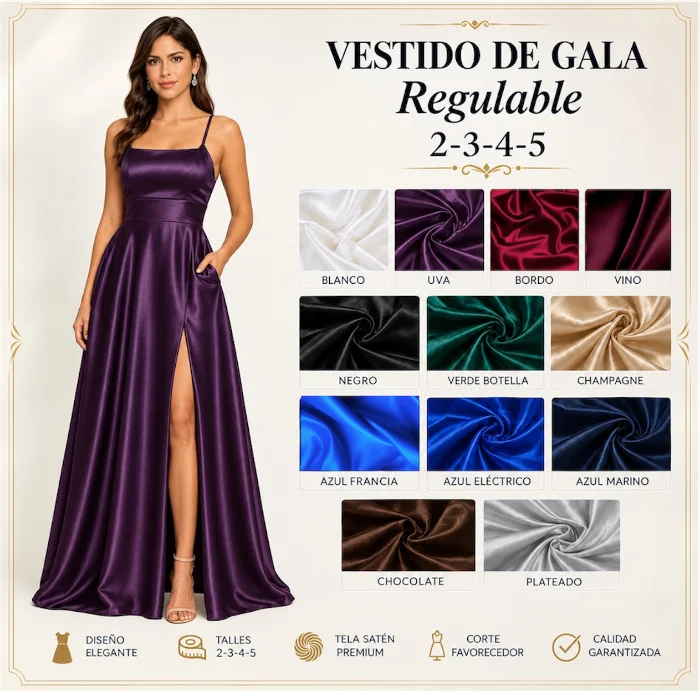 Vestido Gala C/bolsillo
