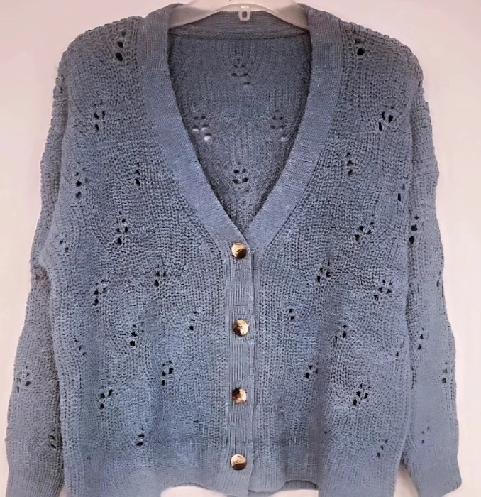 Cardigan Calado de Lana Frizz
