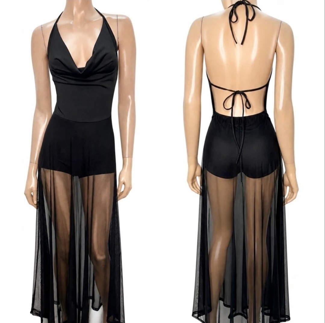 Vestido Microfibra con Tull - Imagen 3
