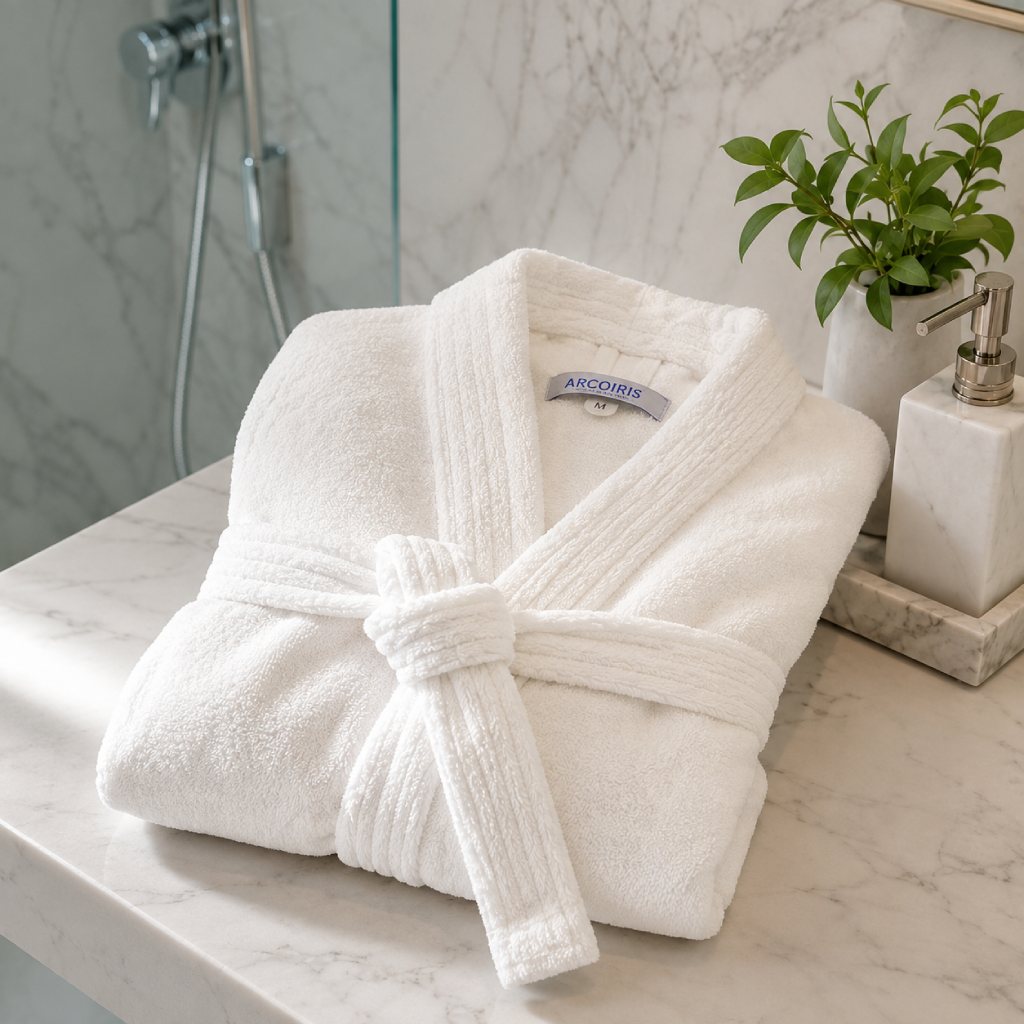 Bata de Baño Arcoíris 100% Algodón | Blanco | 400 Gr. Premium - 11.jpg