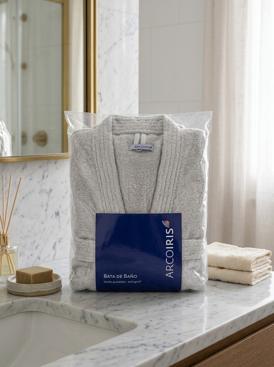 Bata de Baño Arcoíris 100% Algodón | Blanco | 400 Gr. Premium - 3.jpeg