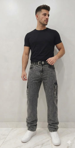 Pant.recto Hombre  Gris Cargo