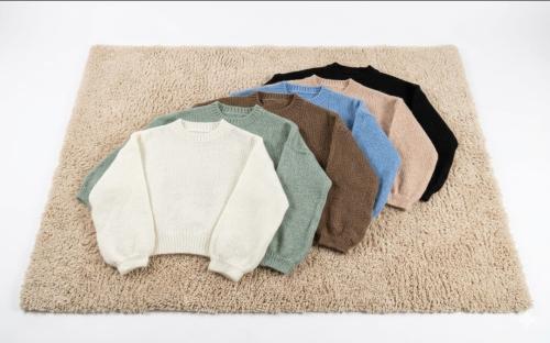 Sweter Liso Cardigan Lana Frizada