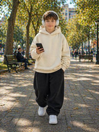 Conjunto de Buzó Oversize y Pantalón Baggi Regulable de Niños en Friza Semi Peinada - Miniatura 2