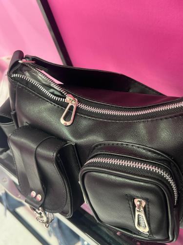 Cartera Mini Bag Cargo Bolsillos Baguette Cuero Pu - Miniatura 3