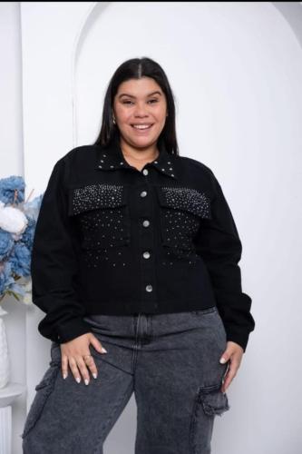 Campera Jeans Cargo Negro Brillo - Miniatura 2