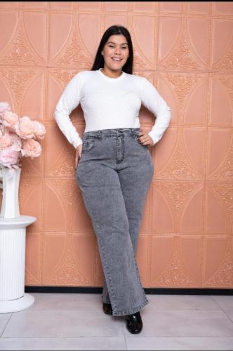 Jeans Wide Leg Gris Nevado