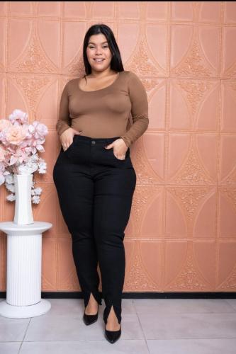 Jeans Chupin Negro con Tajo - Miniatura 3