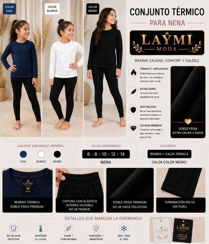Conjunto Térmico para Niña Camiseta y Calza.  Calidad Premium