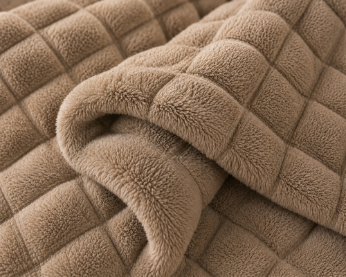 Frazada Flannel 230x240 Chill & Home Deluxe Cuadraditos Queen-beige Oscuro - Miniatura 2