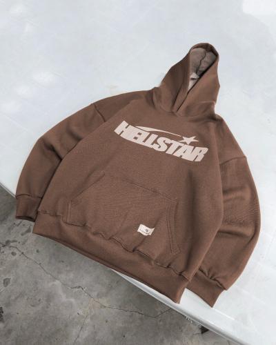 Hoodie Oversize Frisado "hellstar" Choco
