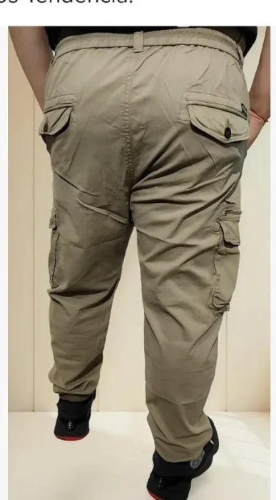 Pantalones Cargo de Gabardina Frisado