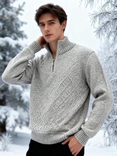 Sweater Medio Cierre Frizado Grueso de Hombre Importado - Miniatura 3