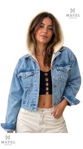 Campera con Capucha y Corderito - Celeste