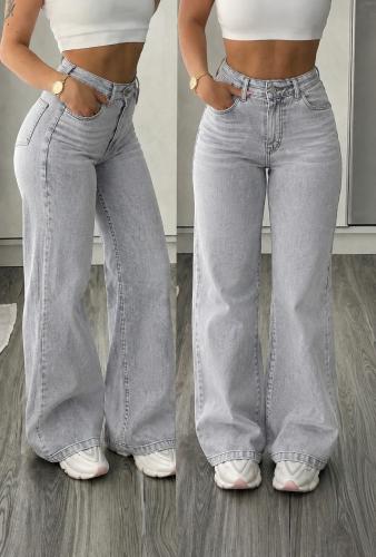 Jeans Wide Leg Gris