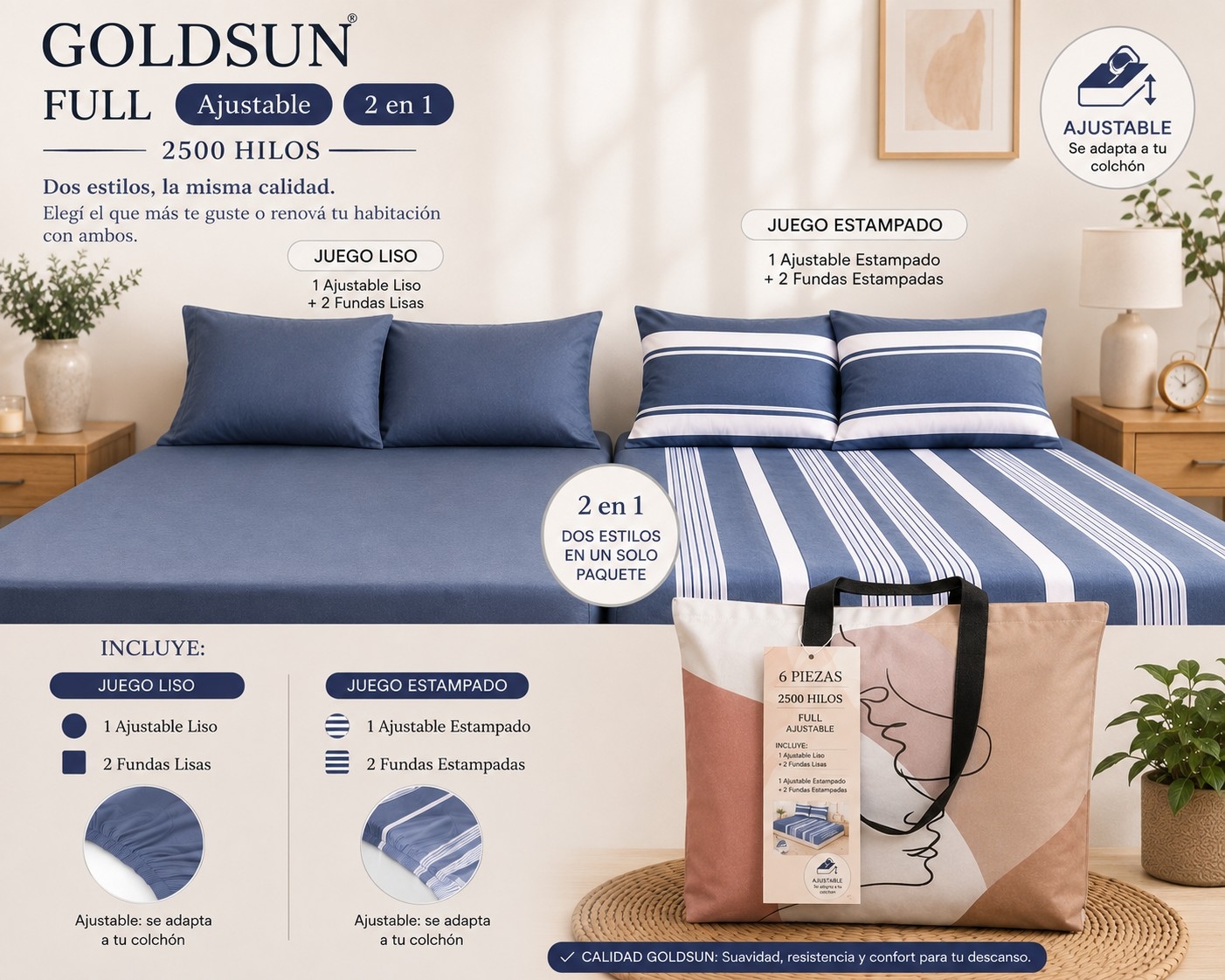 Ajustable Goldsun 2 en 1  Full - Imagen 2