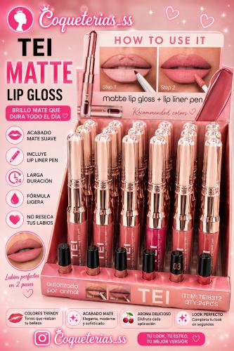 Lip Gloss Delineador 2 en 1 Matte