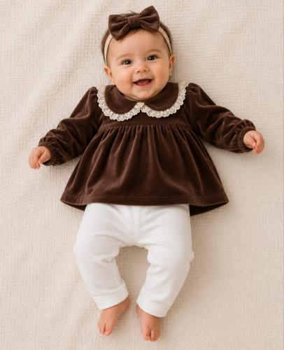 Conjunto.vestido Plush 3/piezas