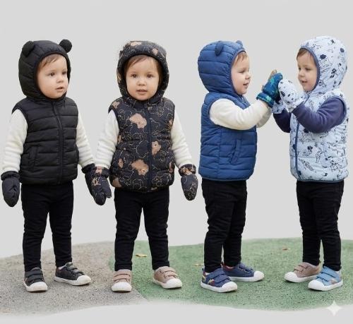 Chaleco Bebes Reversible  1a5 Plumita Importada