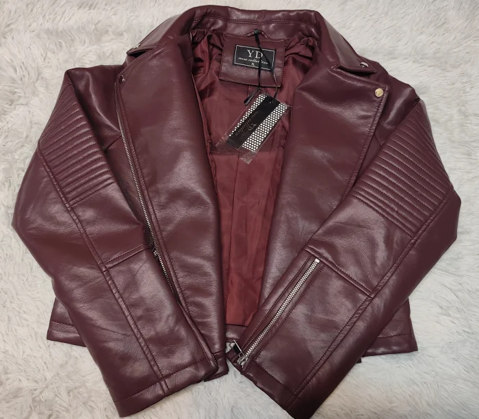 Campera Yd Cuero Moto Bordo S M L Xl