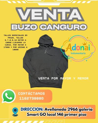 Buzo Canguro Talles Especiales en Friza