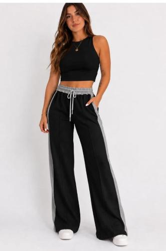 Pantalon Palazo Franja Darlon Combinado Cordon Cintura Bicolor Tendencia - Miniatura 2
