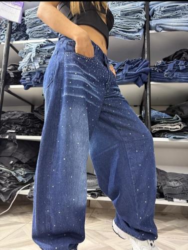 Baggy con Strass Azul Localizado y Regulador
