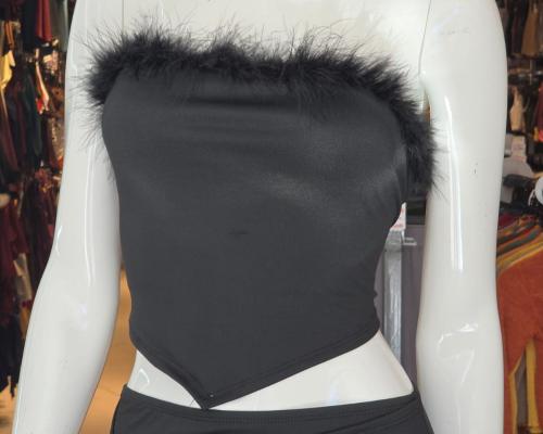 Top Strapless con Pluma